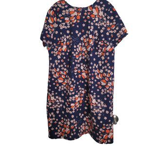 Boden size 16L dress shift flower graphic print zipper flaw stain short sleeve